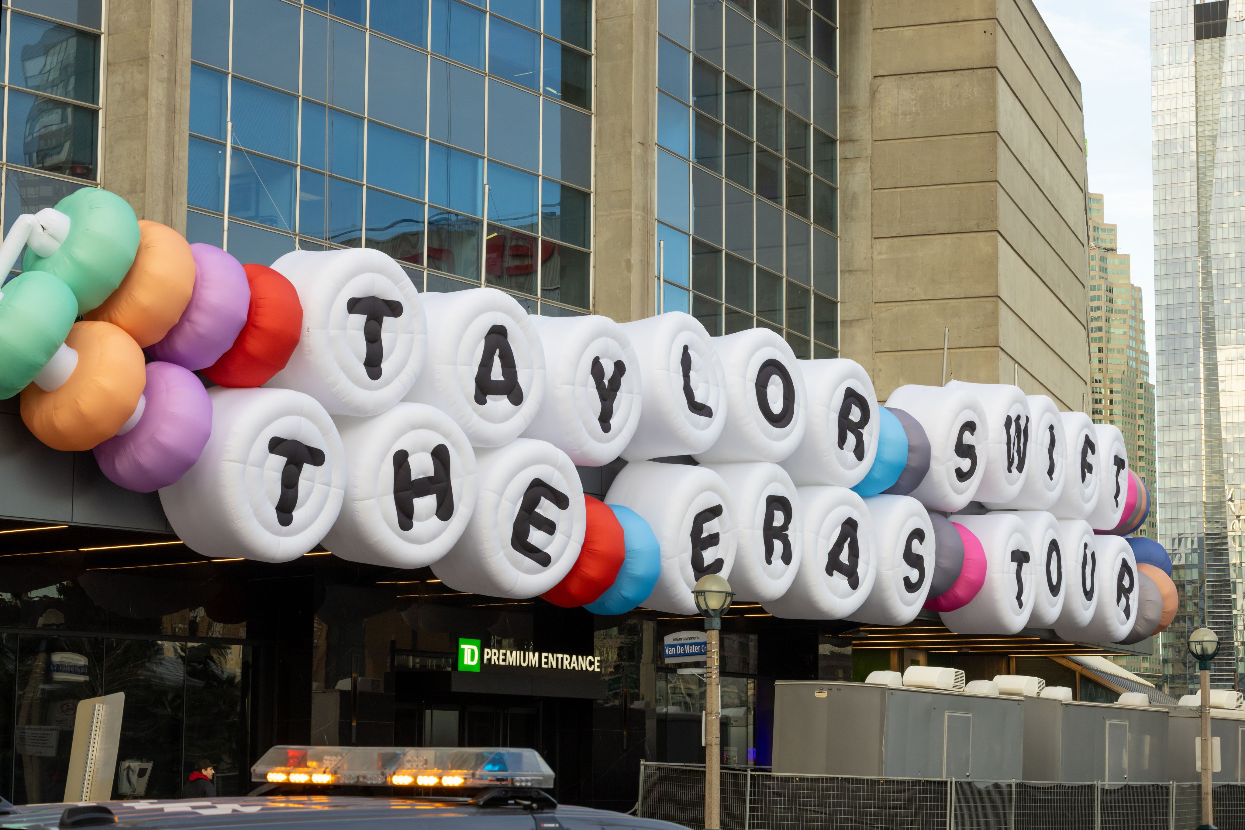 Large outdoor sign for the Taylor Swift Eras Tour
