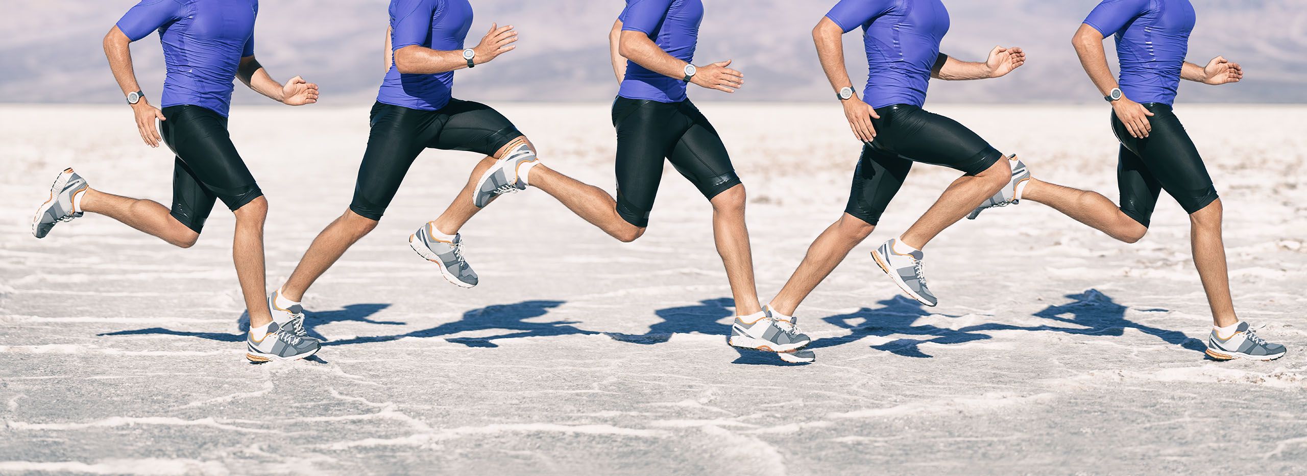 Stop-motion image capturing different points in a runner's stride