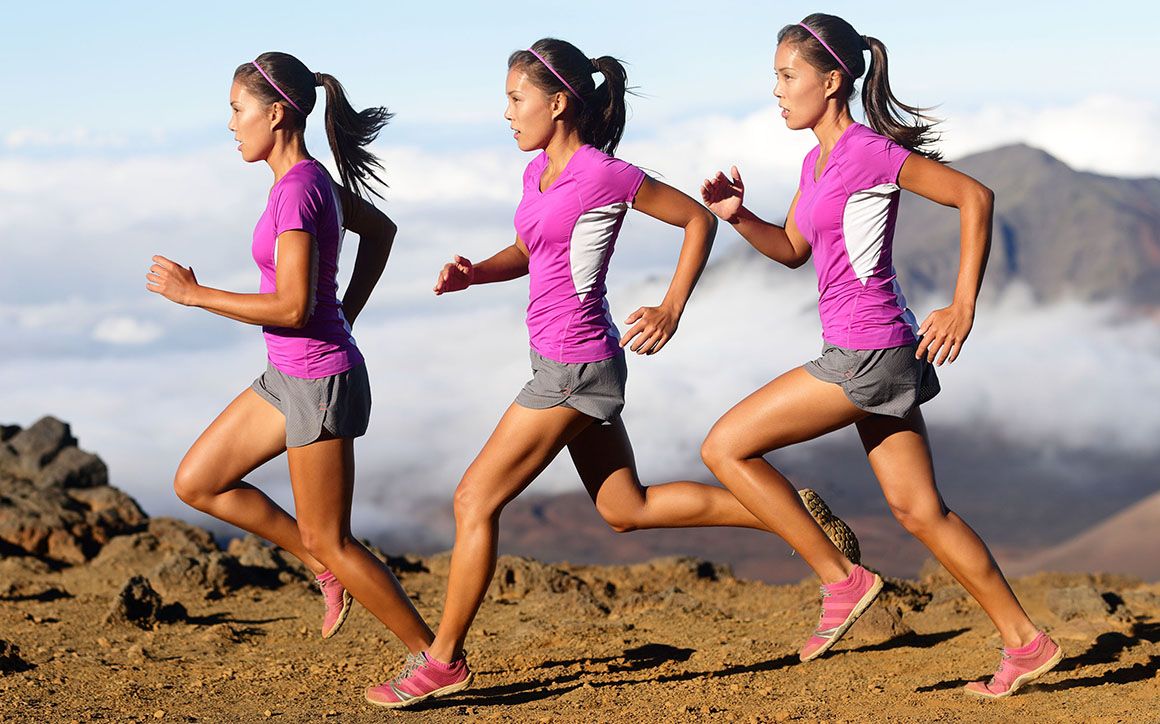Stop-motion image of a runner's stride