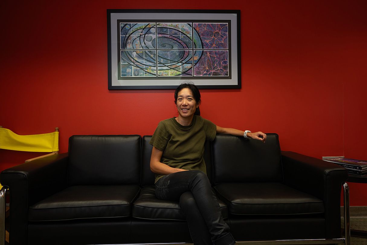 Tien-Tien Yu relaxing on a sofa