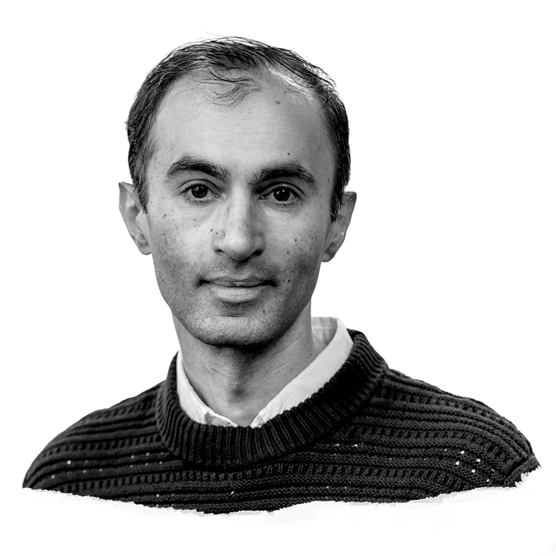 Black and white photo of Raghuveer Parthasarathy