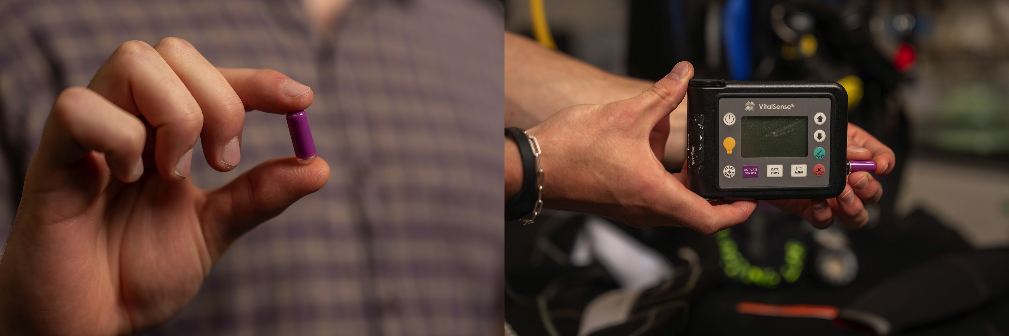 a small magnetic pill and the reader device