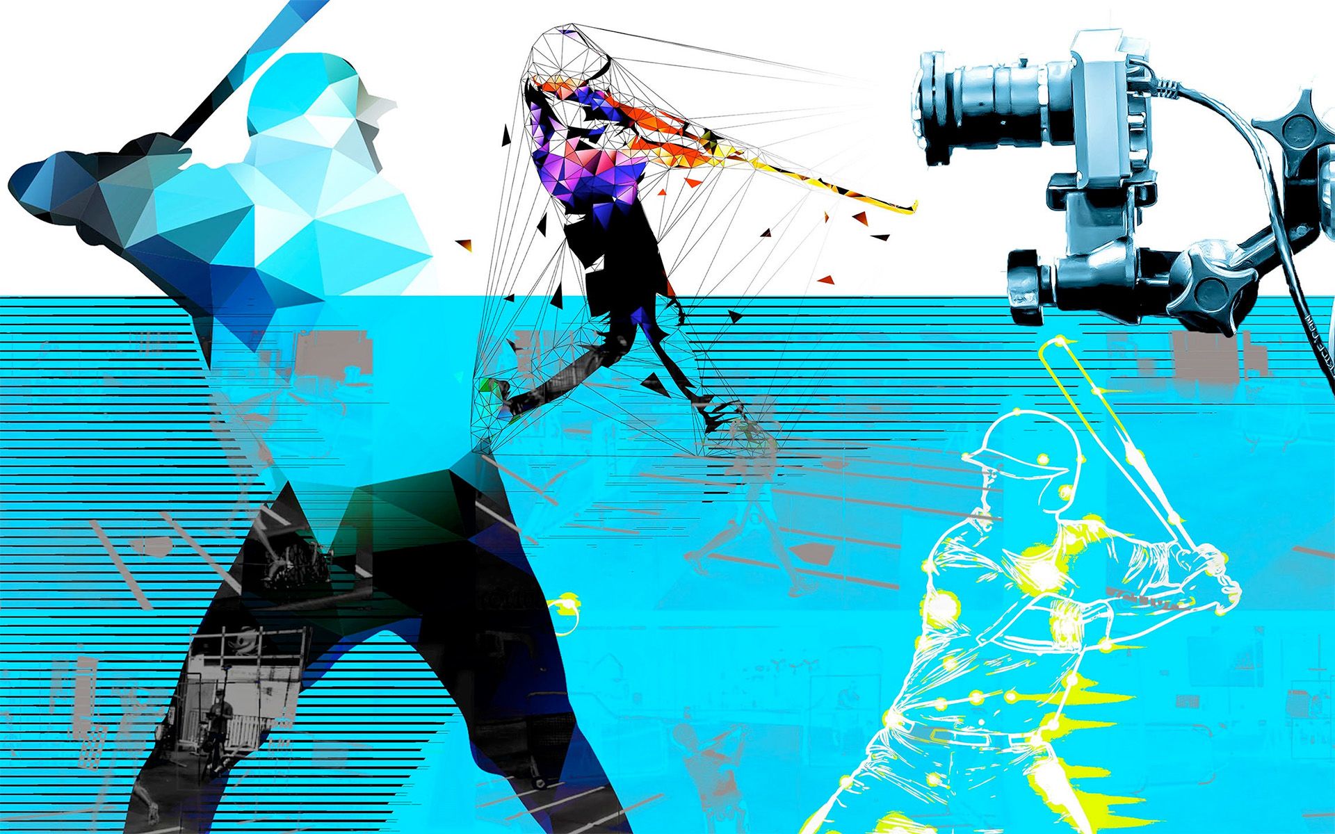 Illustration of athletes being filmed