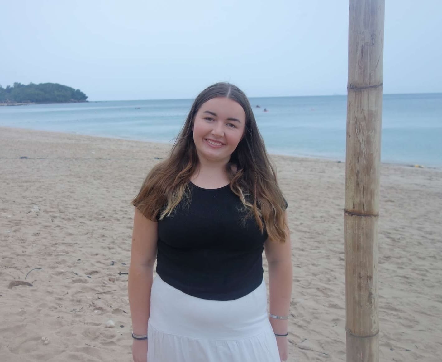 college student on a beach
