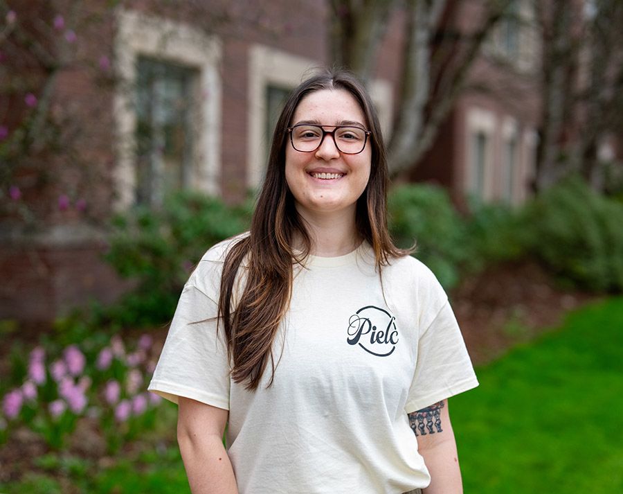 Person standing outside law school
