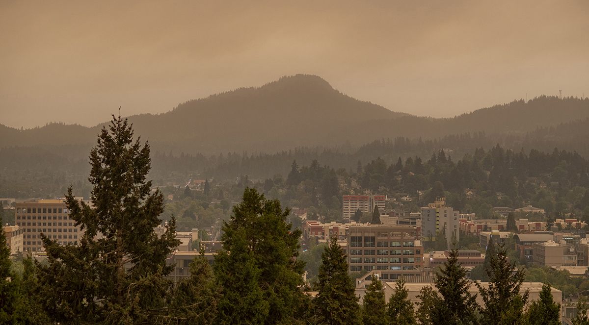 Wildfire smoke over Eugene
