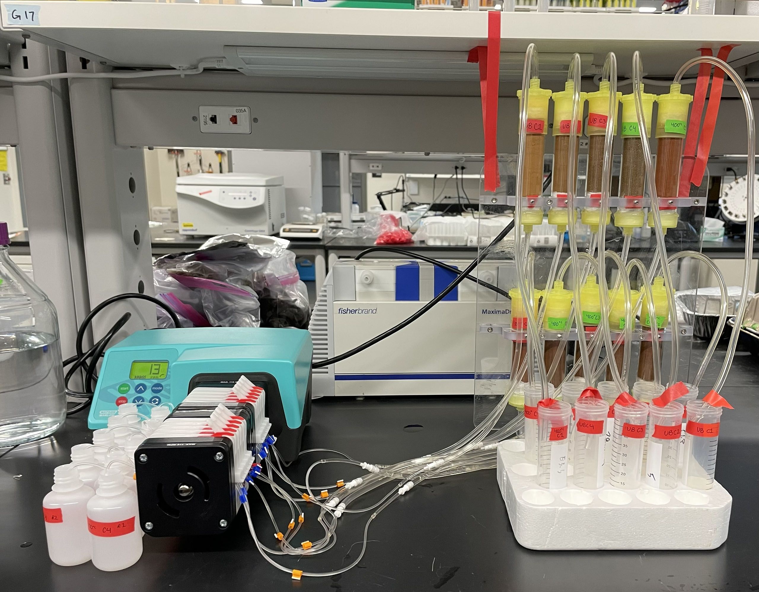 Soil being tested in a lab